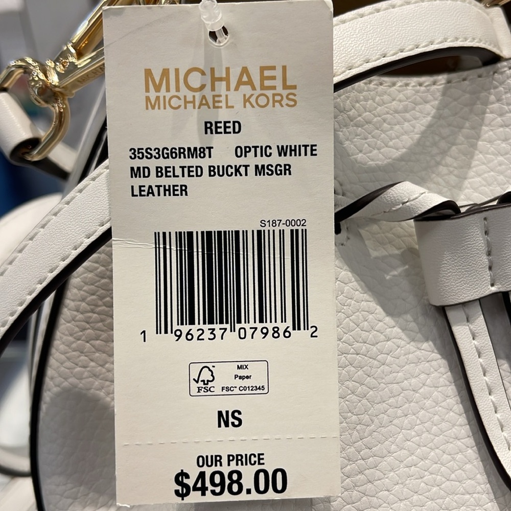 MICHAEL KORS 
Reed Medium Pebbled Leather Bucket Bag Satchel Crossbody Handbag - Picture 10 of 16